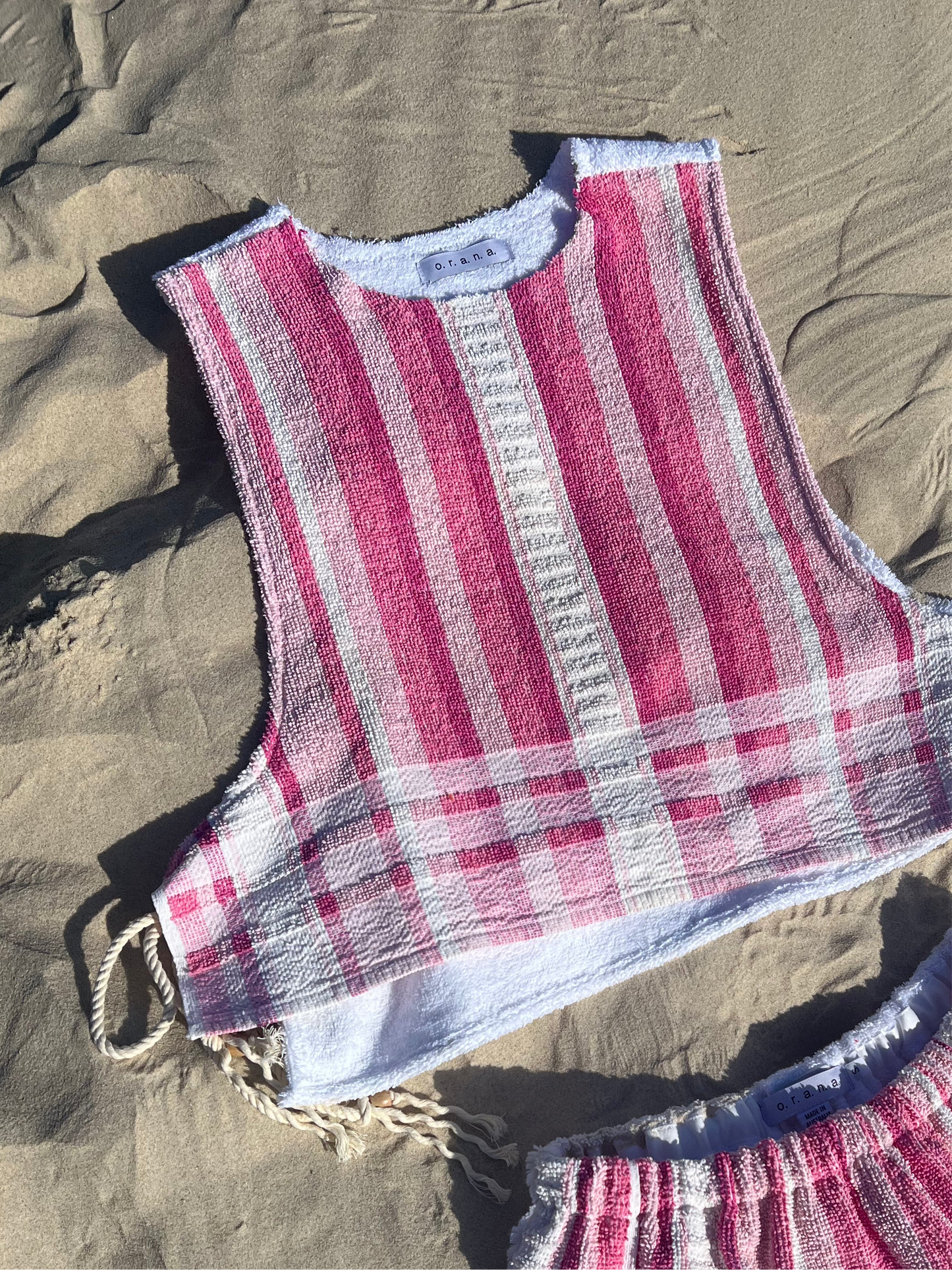 Vintage Side Tie Top Pink stripe