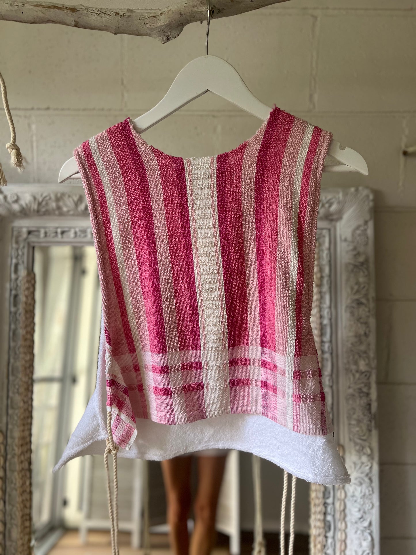 Vintage Side Tie Top Pink stripe