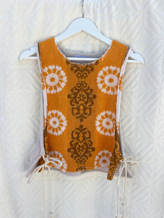 Vintage Side Tie Top Brown Tangerine